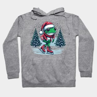 Frog Ice Skating Christmas Hoodie